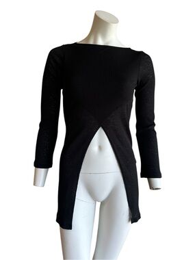 Vintage 90s y2k black asymmetrical top 90s minimalist grunge goth by Chelsey
